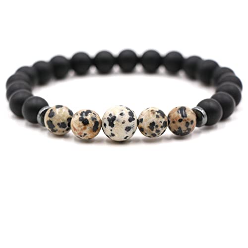 Bracelet homme perles noir mat 8mm WXKAGF pour un style décontracté au quotidien
