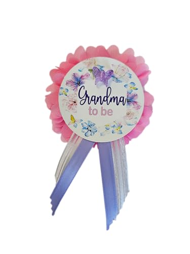 Image of Butterfly Theme Baby Shower or Pregnancy Announcement Gigi Nana Grandma Pin, Decorations, Gender Reveal It's a Girl (grandma pin)