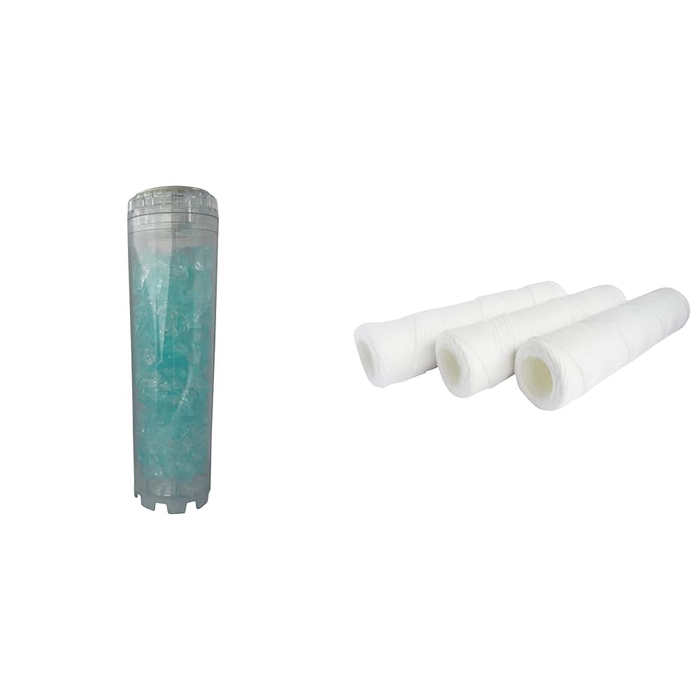 AQUAWATER - 104993 - Cartouche Cristaux silicophosphates - Taille STD 10" - Durée 12 mois & AQUAWATER - 105006 - Lot de 3 cartouches filtrantes anti-sédiments bobinée 20 microns