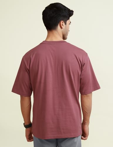 Image of DAMENSCH Statement Solid Oversized T Shirt for Men, Heavyweight, Anti-Pilling, Stylish, Relaxed Fit T Shirt for Men Cotton