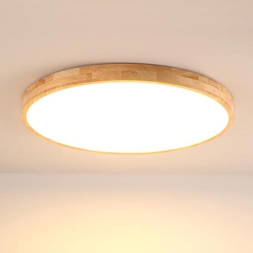 Plafonnier rond en bois ultra fin 50cm 39W éclairage salon