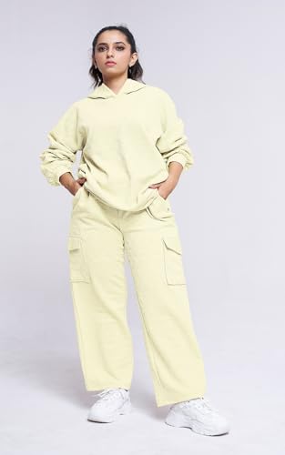 Image of GRECIILOOKS Co-ord Set for Women Stylish | Warm Hooded Hoodie & Pant Set | Winter Wear Womens Dress | Casual Travel & Loungewear Outfit | Oversized Loose Fit Winter Hoodie set