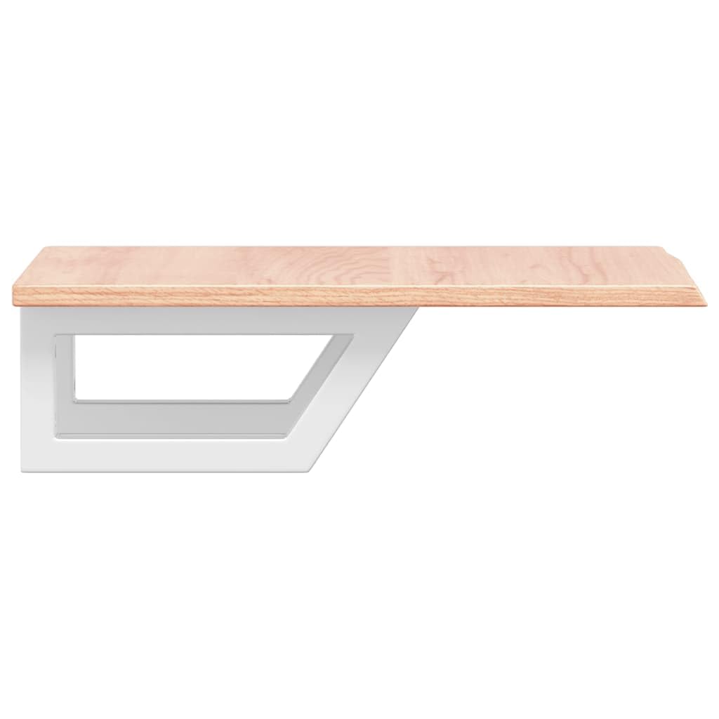 Tapa para lavabo de 40 x 60 cm, madera maciza de roble con soportes de acero blanco, diseño moderno, robusto y duradero, para baño, invitados, inodoro y baños pequeños