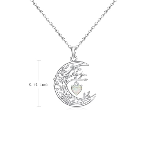 Opal Tree of life Necklace for Women Sterling Silver Moon Tree of life Pendant Moon Heart Opal Necklace Jewelry Christmas Gifts2