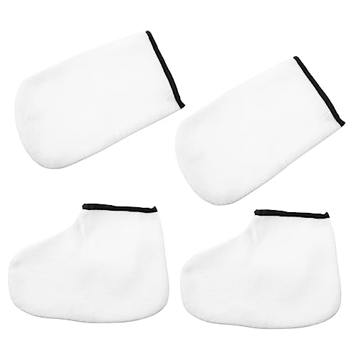 Ipetboom 2 Pairs Paraffin Wax Gloves Hand and Foot Mask Cover Moisturizing Spa Socks for Exfoliating Foot Mask