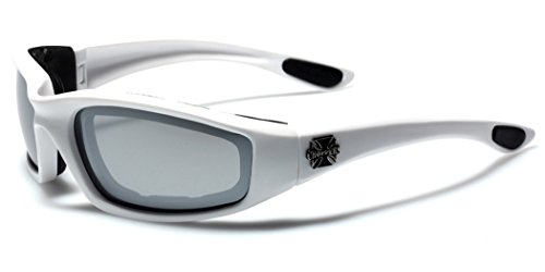 Padded Bikers Sport Sunglasses WHITE MIRRORED