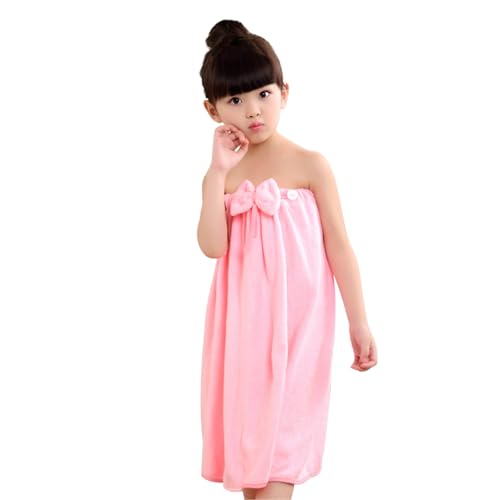 Kids Bath Towel Spa Body Wrap Dress Cartoon Cute Girls Soft Coral Fleece Spa Shower Bath Robe Water Absorbent Adjustable Wearable Pool Gym Beach Towels Bathing Cover Up Bathroom Accessories