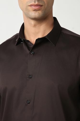 Image of Van Heusen Solid Party Shirt for Men | Premium Cotton | Slim Fit | Full Sleeves | Club & Party