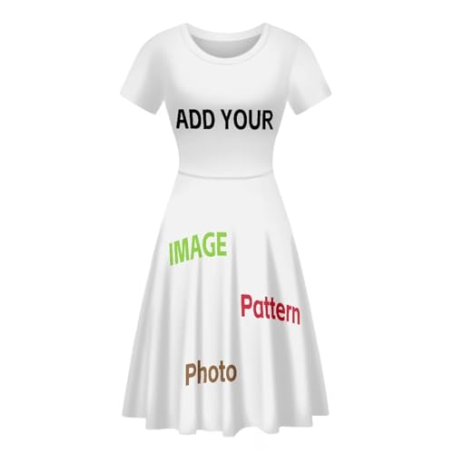 Image of HUGS IDEA Womens Puffy Swing Midi Dress Round Neck Short Sleeve Party A-Line Dresses