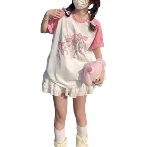 Kawaii Oversized Pink Anime T-Shirt Cover