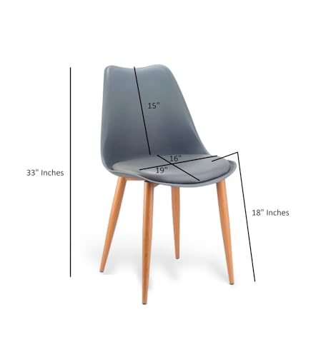 Image of Amazon Brand - Umi Eames Nordan Metal Stylish Modern Furniture Plastic Chairs & Wooden Grain Finish Metal Legs & Padded Seat Cushion in Brown Color