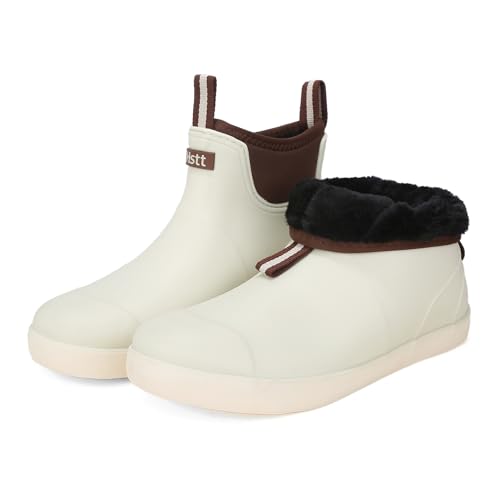 Image of Mens Deck Boots, Saltwater Fishing Booties Rubber Waterproof Ankle Rain Boots, High-performance Footwear Chelsea Boots for Gardening Fishing Boating Camping Sailing