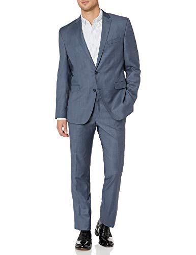 Kenneth Cole New York Men's Slim Fit 2 Button Suit, Denim, 42 Long