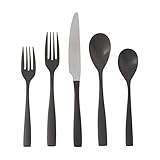 Mikasa Delano Black Satin 20-Piece Stainless Steel Flatware Set, Service for 4