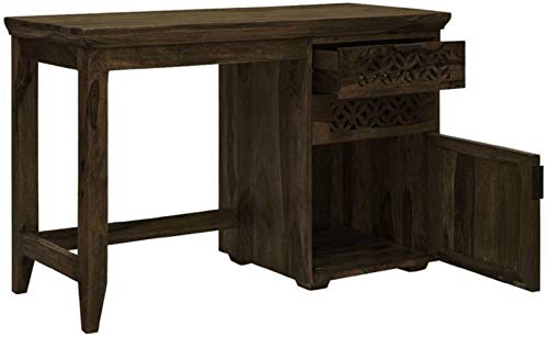 Image of Solid Sheesham Wood Study Table for Students Big Size with 2 Drawers & 1 Doors Wooden Study Desk Table (Mahogany, 46 x 18 x 30 INCH)