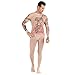 Body en Maille Fleurie en Dentelle pour Hommes sous-vêtements Sexy Cross Sissy Justaucorps Résille See Through Mesh Wrestling Jumpsuit Clubwear (Blanche,Taille Unique)
