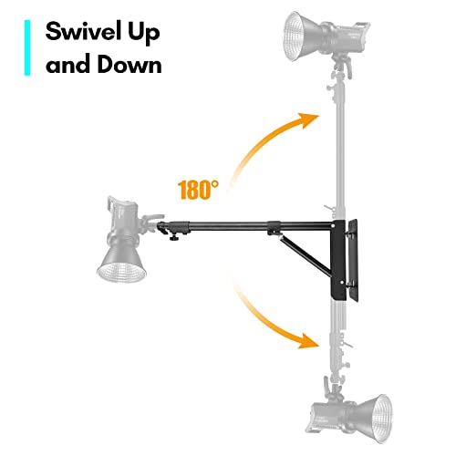 Andoer 180° Wall Mount Triangular Arm Light Bracket Photography Strobe Light Box Reflector Single Single Light Load Capacity 5 kg Maximum 180 cm / 70.9 inches