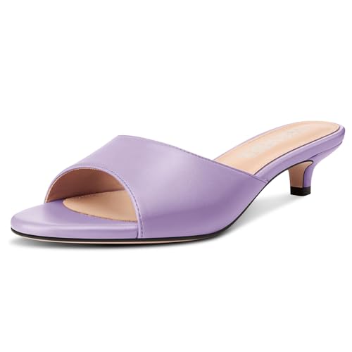 Image of TNYNFBEB Womens Low Kitten Heel Open Toe Sandals Mules Shoes Slingback Prom Party Dress Summer 1.4 Inches Heels