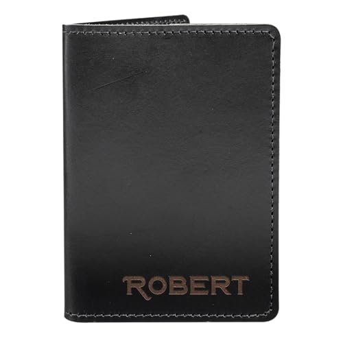 Levy's Leathers Custom Leather Passport Holder, Personalized Laser Etched Text - PP1V-LE (Black)