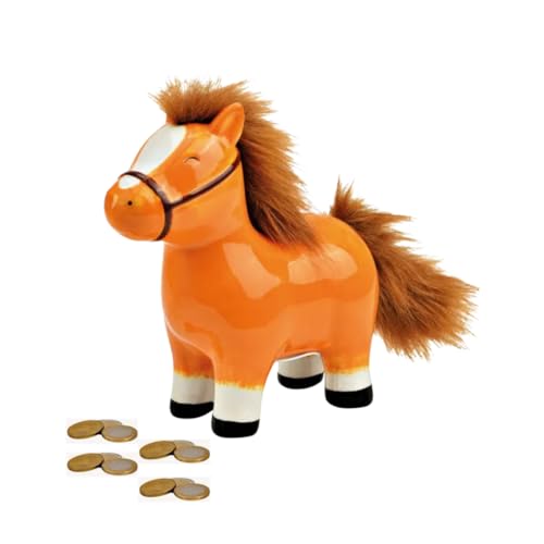 Jolie tirelire pour enfants, en céramique, 16 cm x 17 cm x 7 cm, motif de cheval, décorative, en forme d'animal, pour garçons et filles et amateurs de...
