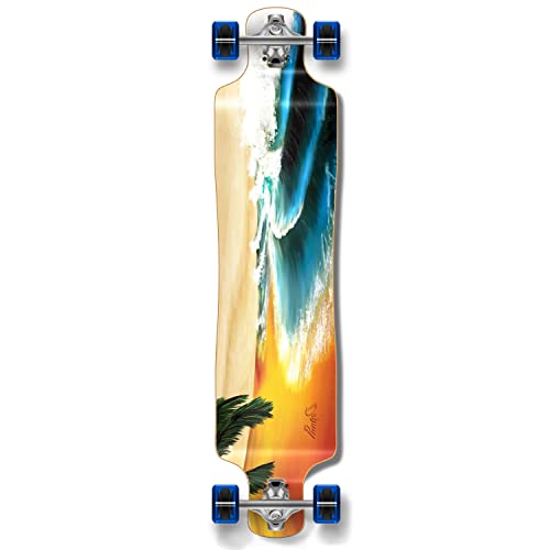 Yocaher Beach Complete Lowrider Skateboards Longboard de 40.75 x 9.5 pulgadas con cinta de agarre de aluminio 80A de alta calidad, rodamientos ABEC-9, ruedas de monopatín de 70 mm (completo, Lowrider
