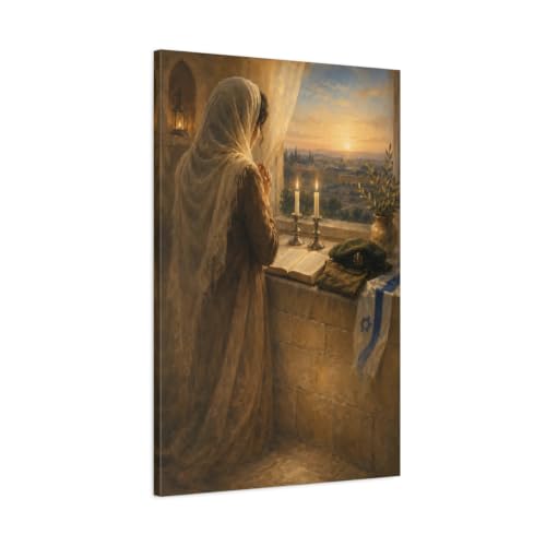 Toile Shabbat Blessing 80x120cm grand format sur châssis de 3cm - 4