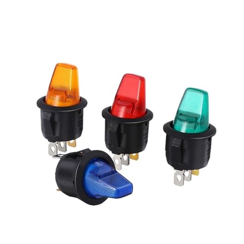 Interrupteur à bascule rond 220V à 3 broches avec voyant LED rouge - 7