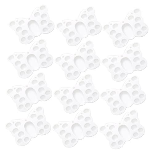 HOMSFOU 12Pcs Butterfly Shaped Pigment Tray Multi Color Mixing Tool for Art Projects Durable Reusable for Amateurs and Professionals