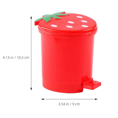 Bote de basura mini con tapa para escritorio rojo miniatura 4