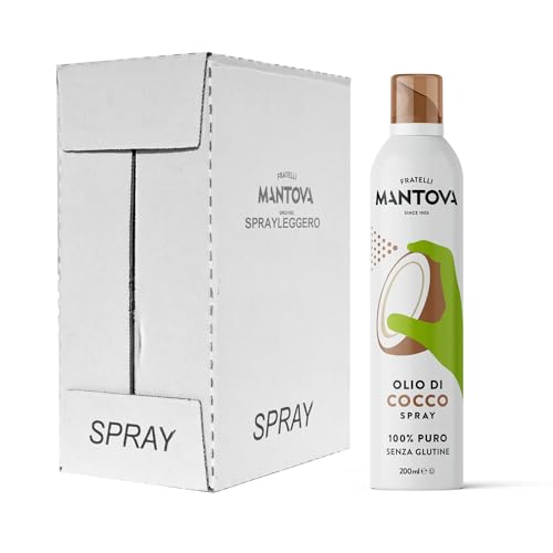 SPRAYLEGGERO Aceite de Coco en Spray para Cocinar, Uso Corporal para una Hidratación Profunda, Mascarillas Pelo, Masajes – 6x200 ml