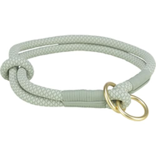 TRIXIE Soft Rope Zug-Stopp-Halsband für Hund, Tau, matt goldfarbene Ringe, Soft Rope Zug-Stopp-Mechanismus, Salbei grün/Mint, XS, S, S-M, M, L, L-XL