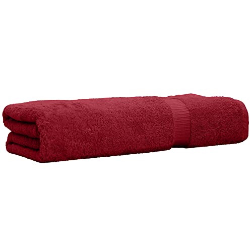 Image of Luxury Hotel & Spa Quality, Quick Dry 100% Turkish Cotton 700 GSM, Eco Friendly Towel, for Bathroom Oversize Dobby Border Bath Towels 35 X 70 (Bath Sheet Single Towel Set of 1, Cranberry)