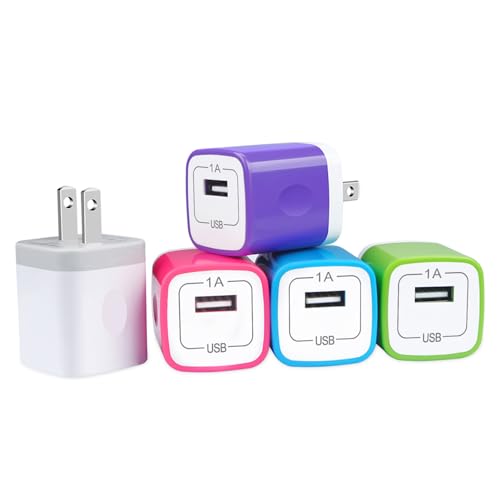 USB Wall Plug,GiGreen Single Port Fast Charging Block 5Pack USB Charging Plug Cube Wall Adapter Compatible iPhone 17 Pro Max Air 16 Plus 15 14 13 12 11 X,Samsung Galaxy S25Ultra A17 5G A54 A16 S24 S23