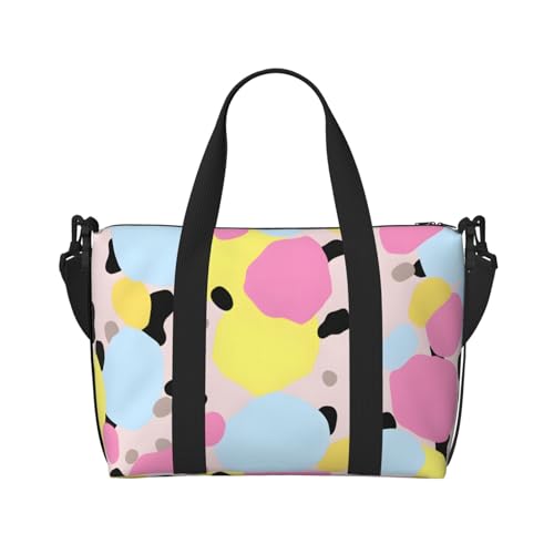 Pink Geometric Travel Bag, Blue Yellow Geometric Weekender Overnight Bag, Shoulder Travel Duffel Bag Carry On Gym Bag for Women Men2