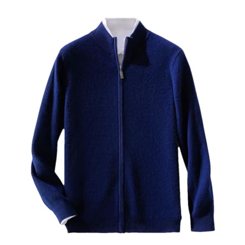 Men Thick Zipper Sweater Fall Winter Warm Sweaters Cardigan Crew Neck Cable Merino Wool Tops