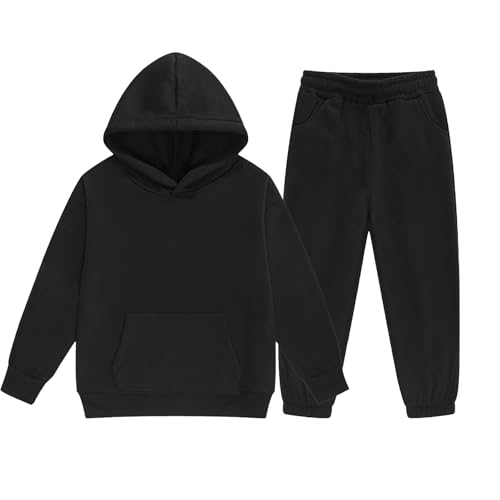 Girls Boys 2 Piece Tracksuit Pullover Youth Casual Hoodie Sweatshirt School Jogging Trousers Set Kids Athletic Outfits