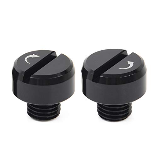 2 Pcs Vis de Trou de Miroir de Moto Bouchons pour Rétroviseurs Moto pour Rétroviseurs Moto Miroirs Latéral Arrière à Barre Ronde Universel Aluminium Miroirs Bouchons Moto Miroir Cache 10mm Noir Cover
