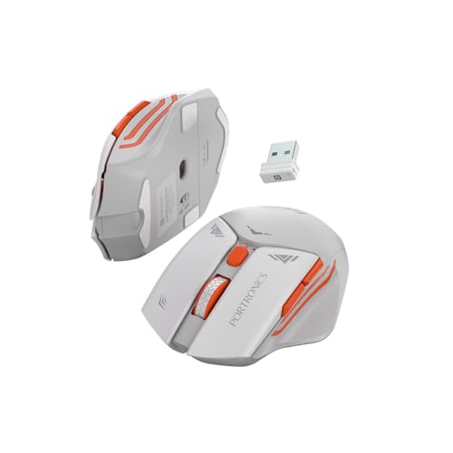 Image of Portronics Vader Pro Wireless Gaming Mouse with 2.4 GHz Receiver, 6 Buttons, Thumb Support, High-Precision Tracking, Ergonomic Comfort, Adjustable Optical DPI for Laptop, PC, Mac(Stone Grey)