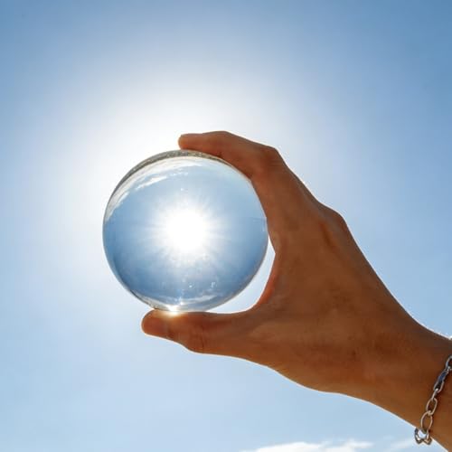 80mm Sparkling Clear Crystal Ball 3.2in Handcrafted Photography Prop for Magical Shots Elegant Divination Sphere Glass Ball Crystal Sphere Home & Party Decor for Women Family Fortune Teller