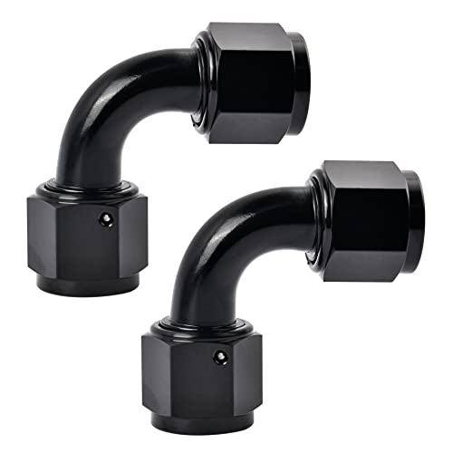 EVIL ENERGY 6AN Female to 6AN Female 90 Degree Swivel Coupler Union Fitting Adapter Aluminum Black 2PCS