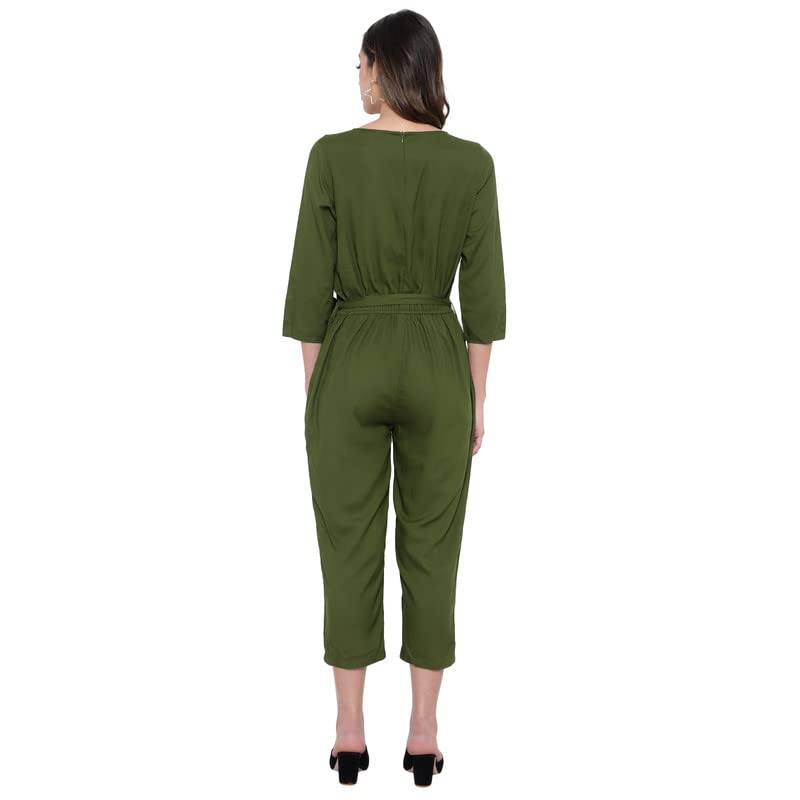 Image of Women's Knee Length Full sleeves jumpsuit (multicolor)