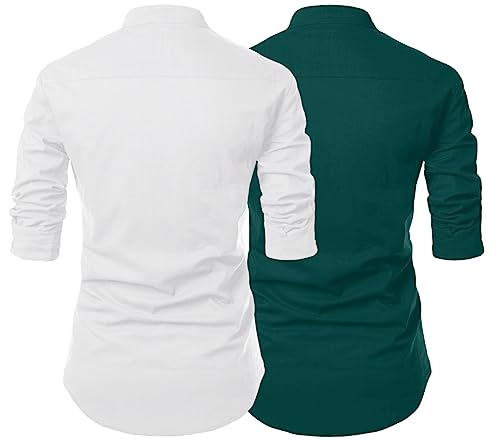 Image of Men's Trendy Short Kurta Shirt | Mandarin Collar Full Sleeve Cotton Ethnic Wear | Regular Fit Traditional Indian Apparel | Casual Festive Party Function Clothing