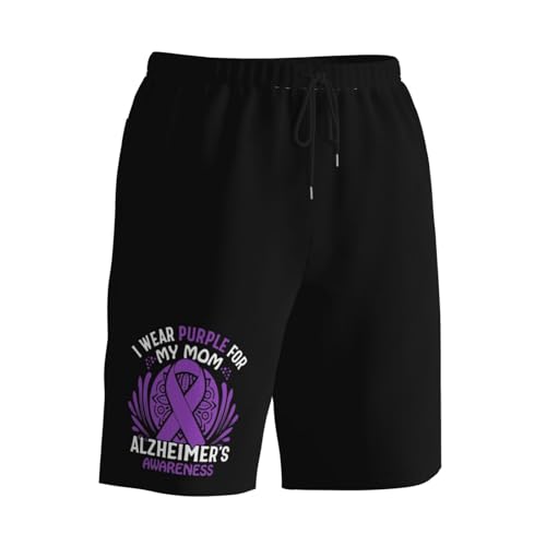 Alzheimers Awareness I Wear Purple for My Mom Men's Quick-Dry Board Shorts 7" - Swim Trunks Summer Hawaii Beach2
