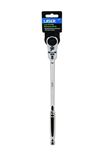Laser 7065 Low Profile Flexi-Head Ratchet with Cranked Handle 3/8"D, Chrome - Image 2