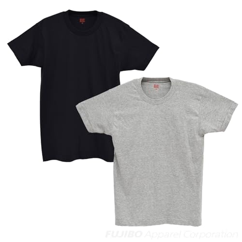 [ビー・ブイ・ディ] モダン 2枚組 天竺クルーネックTシャツ メンズ グレー/ブラック