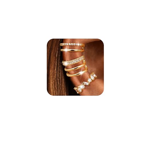Dochais Ear Cuffs Non-Piercing Earrings for Women Cute Small Clip-On Cartilage Earring 14k Gold Plated Dainty Fake Piercings Earings Gold Style3