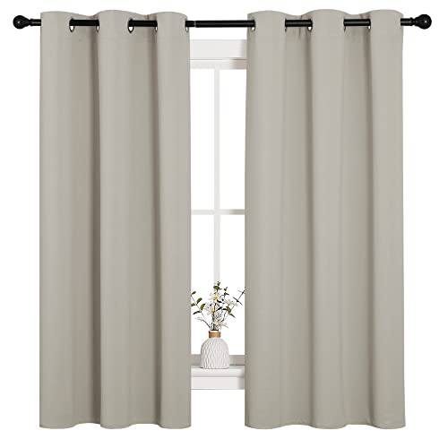 Image of NICETOWN Natural Blackout Curtains for Bedroom (1 Pair, 42 x 63 inches), Farmhouse Thermal Insulated Room Darkening Drapes for Windows