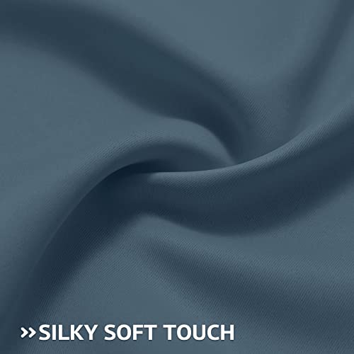 Image of COSVIYA Grommet Room Darkening Stone Blue Curtains 84 inch Long for Bedroom | Light Blocking Insulated Thermal Curtains for Living Room, Blackout Thick Polyester Window Drapes,42x84 inches, 2 Panels