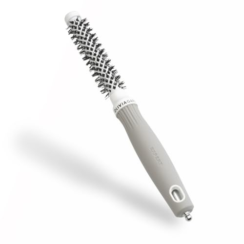 Olivia Garden Expert Blowout Shine Ceramic Round Brush, White & Grey, 15 mm