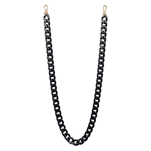 Decker DIY 40 Inches Acrylic Purse Chain Plastic Handbag Strap Shoulder Cross Body Strap Purse handles Bag Replacement Straps with Metal Buckles (Black, 40" (100cm)) by Decker - Used condition - US$7.22